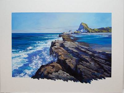 "Castle Point" - Acrylic medium on museum canvas - Painting by Susan Higginson, an artist from Hawke's Bay, New Zealand.