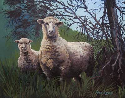 "'Startled'" - Acrylic medium on museum canvas - Painting by Susan Higginson, an artist from Hawke's Bay, New Zealand.