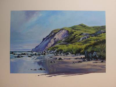 "Porangahau in December" - Porangahau Art Club Auction Peter & Sandra Fleming - Painting by Susan Higginson, an artist from Hawke's Bay, New Zealand.