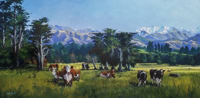 "Ruahine Ranges 2017" - Museum canvas. Oil medium - Painting by Susan Higginson, an artist from Hawke's Bay, New Zealand.